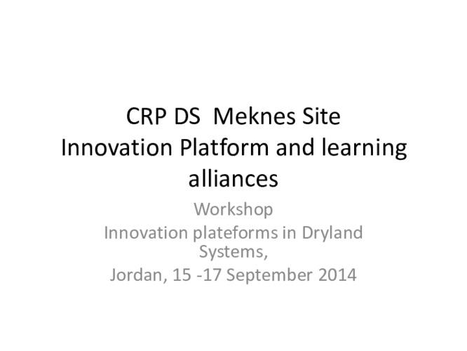 Dryland Systems Meknes Site: Innovation Platform and Learning Alliances