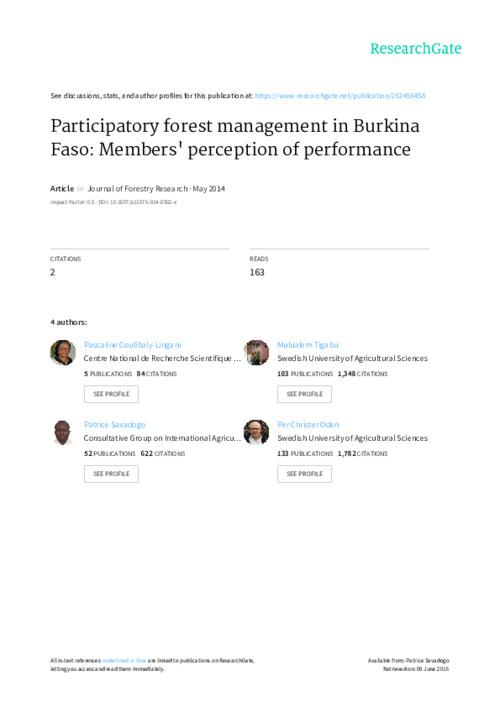 Participatory forest management in Burkina Faso: Members’ perception of performance