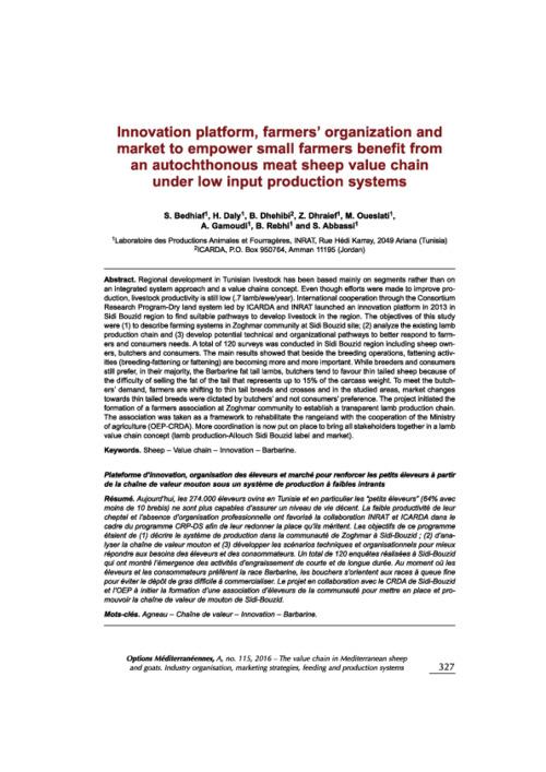 Innovation Platform, Farmers’ Organizations, and Market to Empower Small Farmers Benefit from an Autochthonous Meat Sheep Value Chain Under Low Input Production Systems