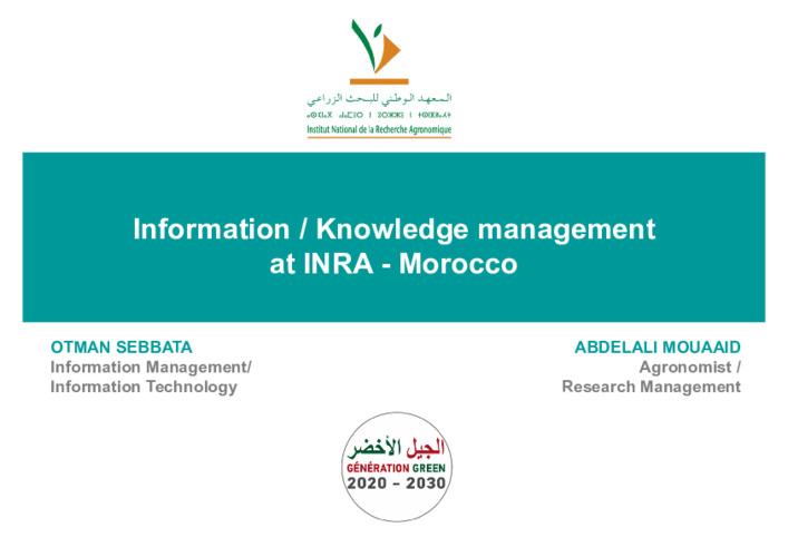 SKiM - Information and Knowledge Management at INRA Morocco