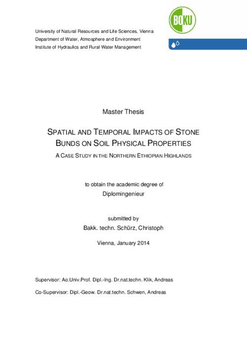 Spatial and Temporal impacts of stone bunds on soil physical properties: a case study in the Northern Ethiopian Highlands