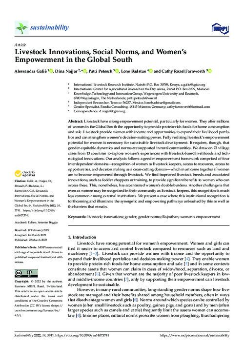 Livestock Innovations, Social Norms, and Women’s Empowerment in the Global South