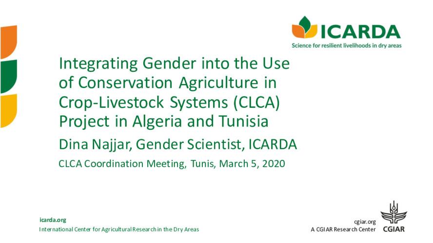 Integrating Gender into the Use of Conservation Agriculture in Crop-Livestock Systems in North Africa