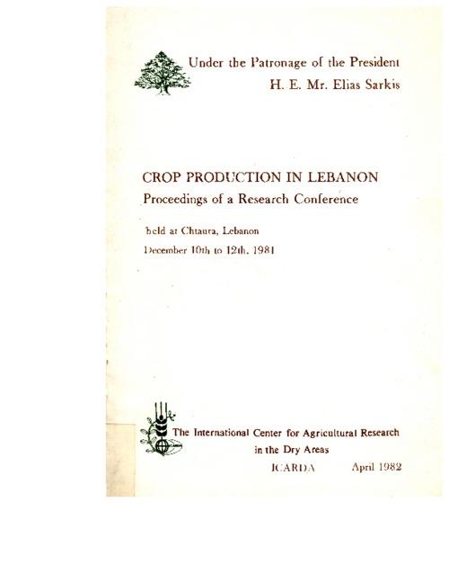 Crop Production in Lebanon: Proceedings of a Research Conference