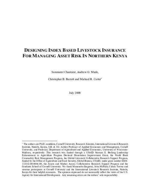 Designing index based livestock insurance for managing asset risk in northern Kenya