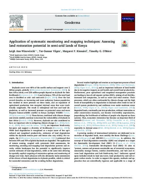 Application of systematic monitoring and mapping techniques: Assessing land restoration potential in semi-arid lands of Kenya