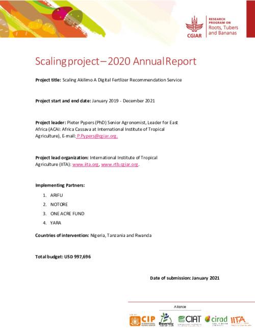 Final Report - Scaling AKILIMO A Digital Fertlizer Recommendation Service in Nigeria, Rwanda and Tanzania