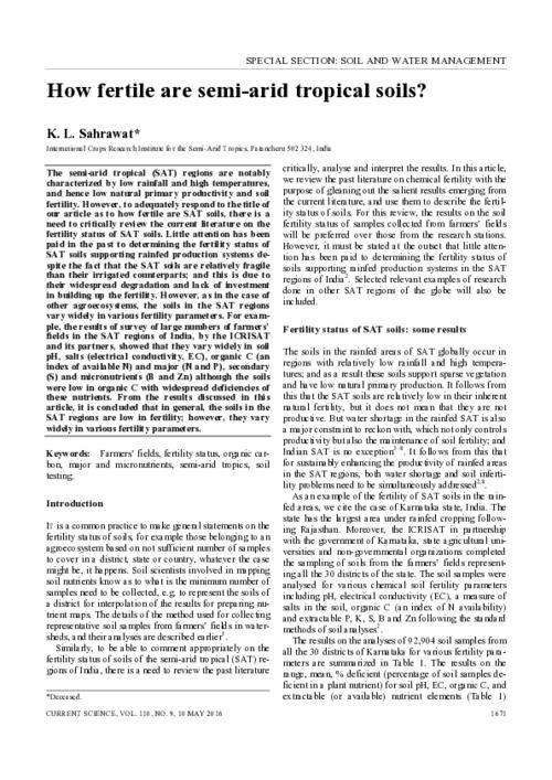 How fertile are semi-arid tropical soils?