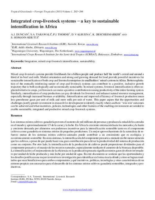 Integrated crop-livestock systems − a key to sustainable intensification in Africa