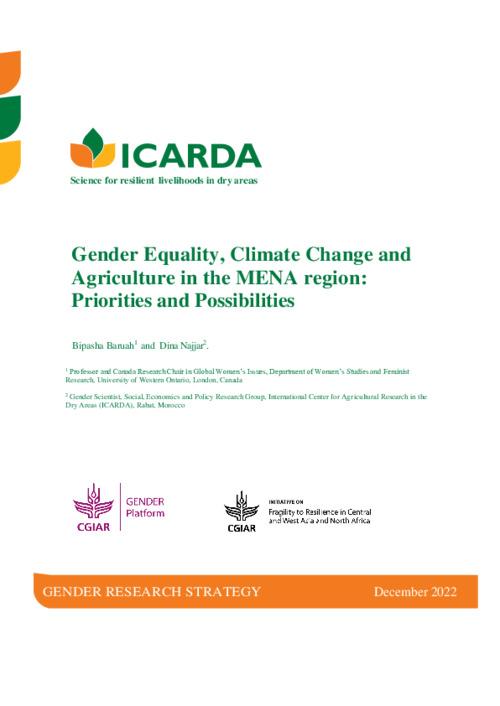 Gender Equality, Climate Change and Agriculture in the MENA region: Priorities and Possibilities