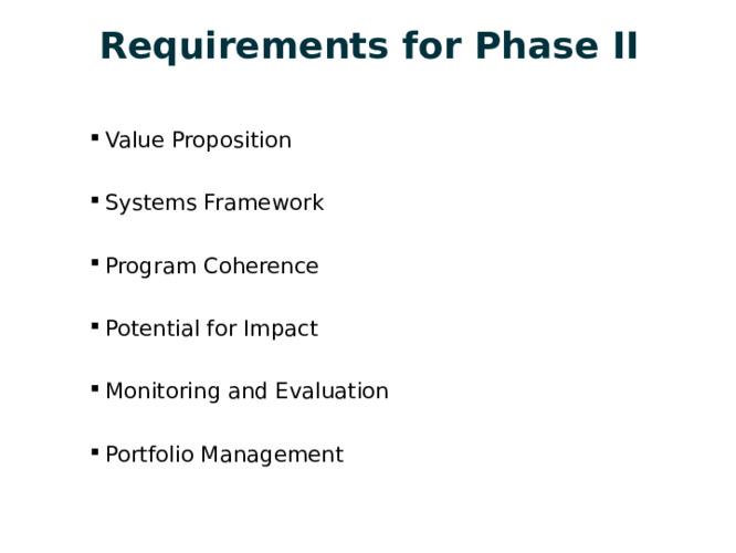 Requirements for Dryland Systems Phase 2