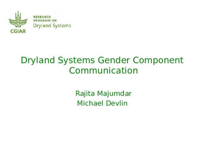 Dryland Systems Gender Component Communication
