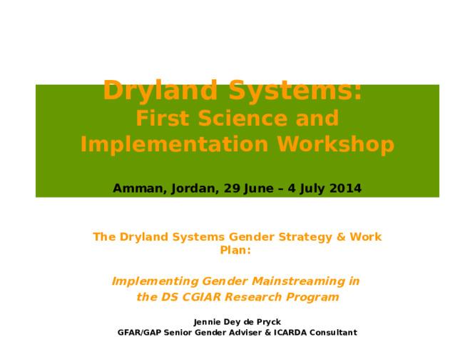 Implementing Gender Mainstreaming in the Dryland Systems CGIAR Research Program
