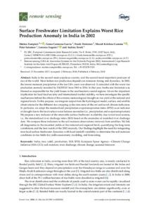 Surface Freshwater Limitation Explains Worst Rice Production Anomaly in India in 2002