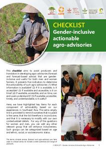 Checklist: Gender-inclusive actionable agro-advisories