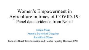 Women’s Empowerment in Agriculture in times of COVID-19: Panel data evidence from Nepal