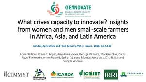 What drives capacity to innovate? Insights from women and men small-scale farmers in Africa, Asia and Latin America