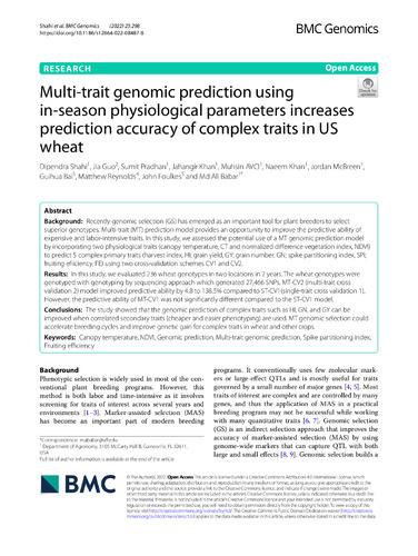 Multi-trait genomic prediction using in-season physiological parameters increases prediction accuracy of complex traits in US wheat