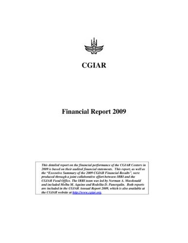 CGIAR Financial Report 2009