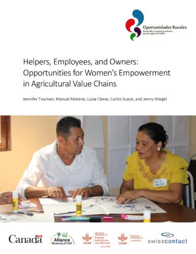 Helpers, employees, and owners: Opportunities for women’s empowerment in agricultural value chains