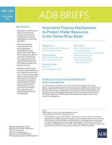 Innovative finance mechanisms to protect water resources in the Xin’an River Basin