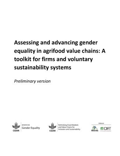 Assessing and advancing gender equality in agrifood value chains: A toolkit for firms and voluntary sustainability systems