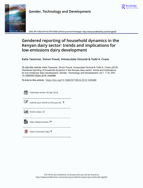Gendered reporting of household dynamics in the Kenyan dairy sector: Trends and implications for low emissions dairy development
