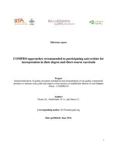 COMPRO approaches recommended to participating universities for incorporation in their degree and short-course curricula