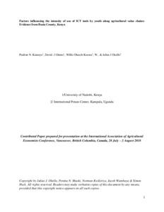 Factors influencing the intensity of use of ICT tools by youth along agricultural value chains: Evidence from Busia County, Kenya.