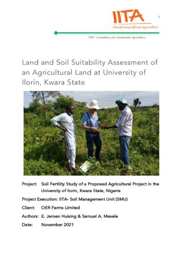 Land and soil suitability assessment of an agricultural land at University of Ilorin, Kwara State