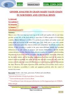 Gender analysis in grain maize value chain in Northern and Central Benin