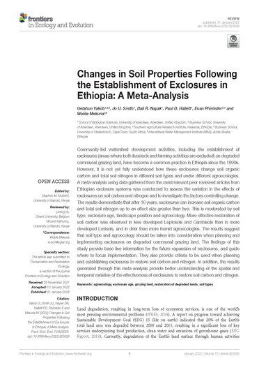 Changes in soil properties following the establishment of exclosures in Ethiopia: a meta-analysis
