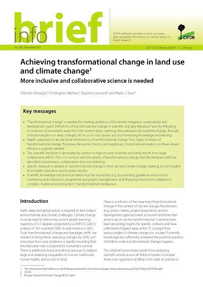 Achieving transformational change in land use and climate change: More inclusive and collaborative science is needed