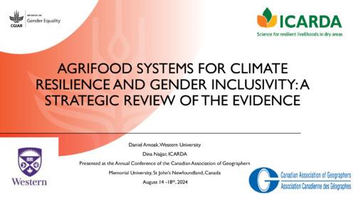 Agrifood Systems for Climate Resilience and Gender Inclusivity: A strategic Review of the Evidence