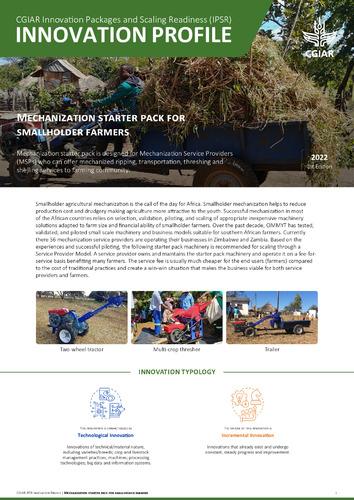 Mechanization starter pack for smallholder farmers: IPSR Innovation Profile