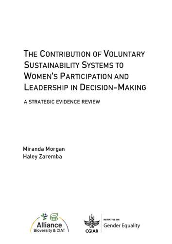 The contribution of voluntary sustainability systems to women’s participation and leadership in decision-making: A strategic evidence review