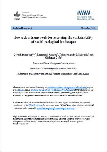 Towards a framework for assessing the sustainability of social-ecological landscapes