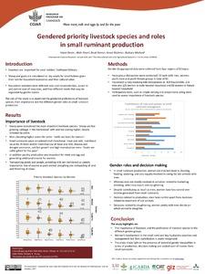Gendered priority livestock species and roles in small ruminant production