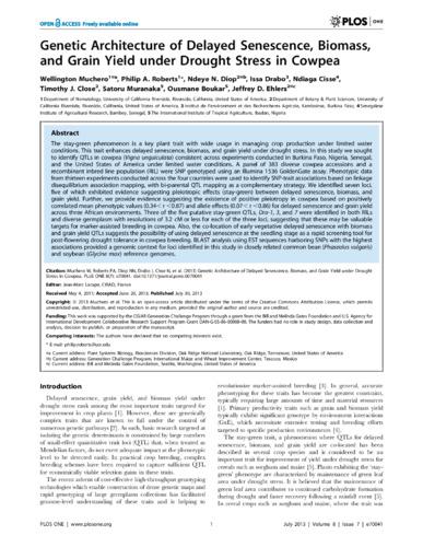 Genetic architecture of delayed senescence, biomass, and grain yield under drought stress in cowpea