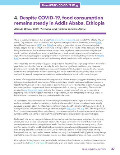 Despite COVID-19, food consumption remains steady in Addis Ababa, Ethiopia