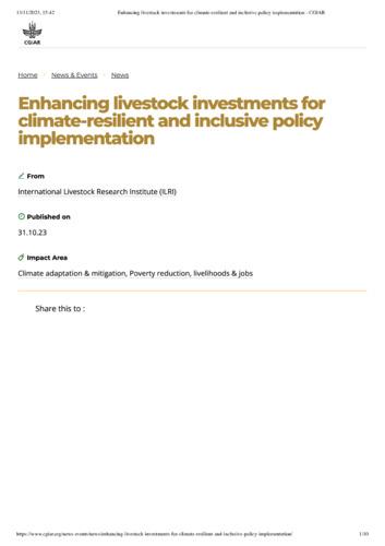 Enhancing livestock investments for climate-resilient and inclusive policy implementation