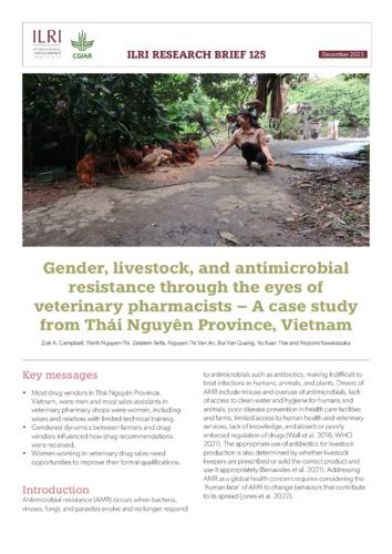Gender, livestock, and antimicrobial resistance through the eyes of veterinary pharmacists – A case study from Thái Nguyên Province, Vietnam