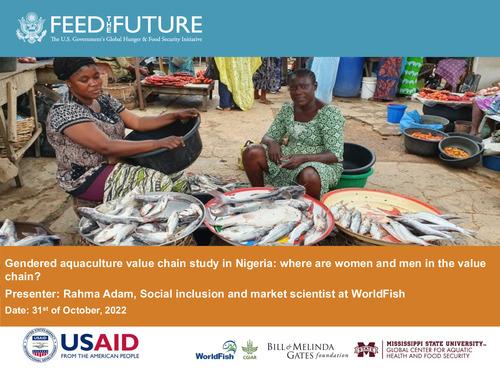 Gendered aquaculture value chain study in Nigeria: Where are women and men in the value chain?