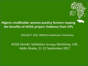 Nigeria smallholder women poultry farmers reaping the benefits of ACGG project: Evidence from CIPs