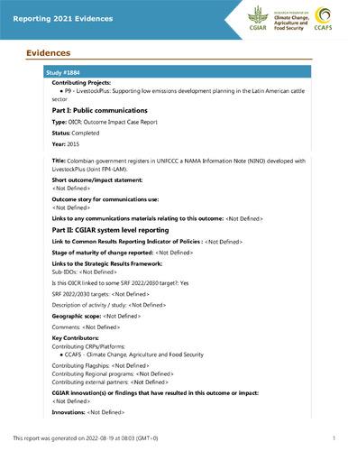 Colombian government registers in UNFCCC a NAMA Information Note (NINO) developed with LivestockPlus (Joint FP4-LAM).