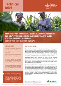 Best practices that enable equitable gender relations can help overcome gender-based constraints among livestock keepers in Ethiopia: A look at four-value chain sites in Ethiopia