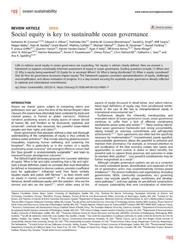 Social equity is key to sustainable ocean governance