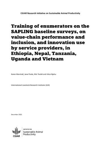 Training of enumerators on the SAPLING baseline surveys, on value-chain performance and inclusion, and innovation use by service providers, in Ethiopia, Nepal, Tanzania, Uganda and Vietnam