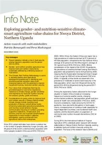 Exploring gender- and nutrition-sensitive climate-smart agriculture value chains for Nwoya District, Northern Uganda