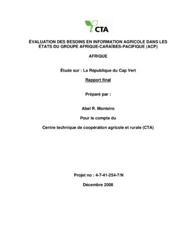 Assessment of Agricultural information needs in African, Caribbean & Pacific (ACP) States: Country Study Cape Verde